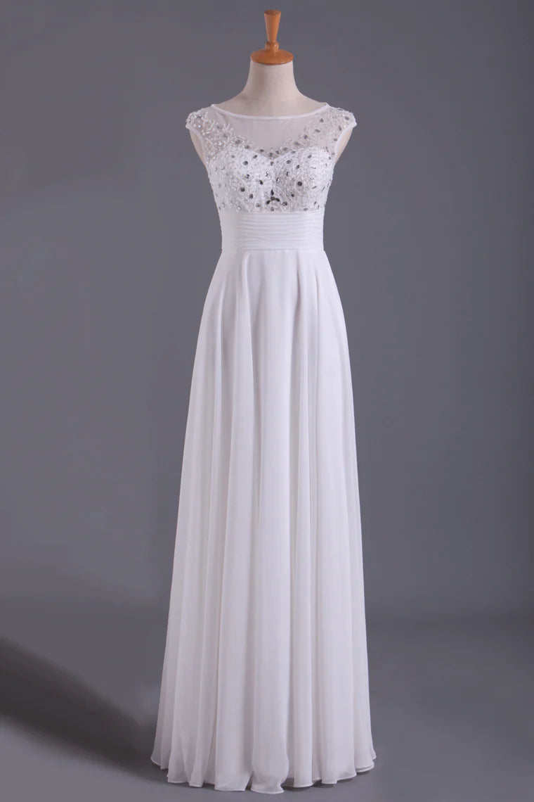 A-Line Party Dresses Chiffon Floor-Length With Beads And Applique